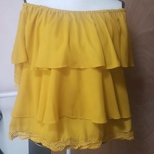 Mustard ruffle top